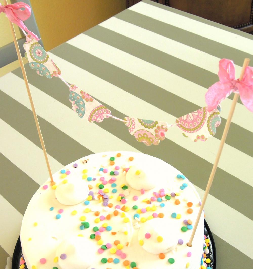 Vintage Inspired Pink and Blue Cake Bunting/Cake Topper