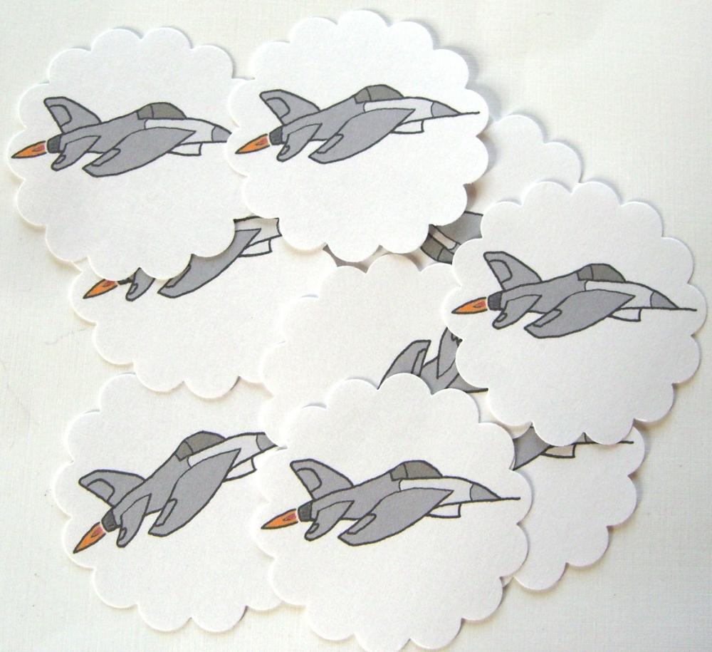 Fighter Jet Embellishments/Tags/Favors - Set of 10