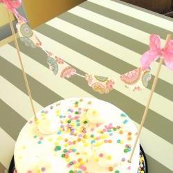 Vintage Inspired Pink and Blue Cake Bunting/Cake Topper