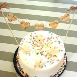 Vintage Inspired Music Sheet Heart Cake Bunting/Cake Topper