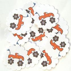 Orange Monster Truck Embellishments/Tags/Favors - Set of 10