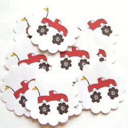 Red Monster Truck Embellishments/Tags/Favors - Set of 10